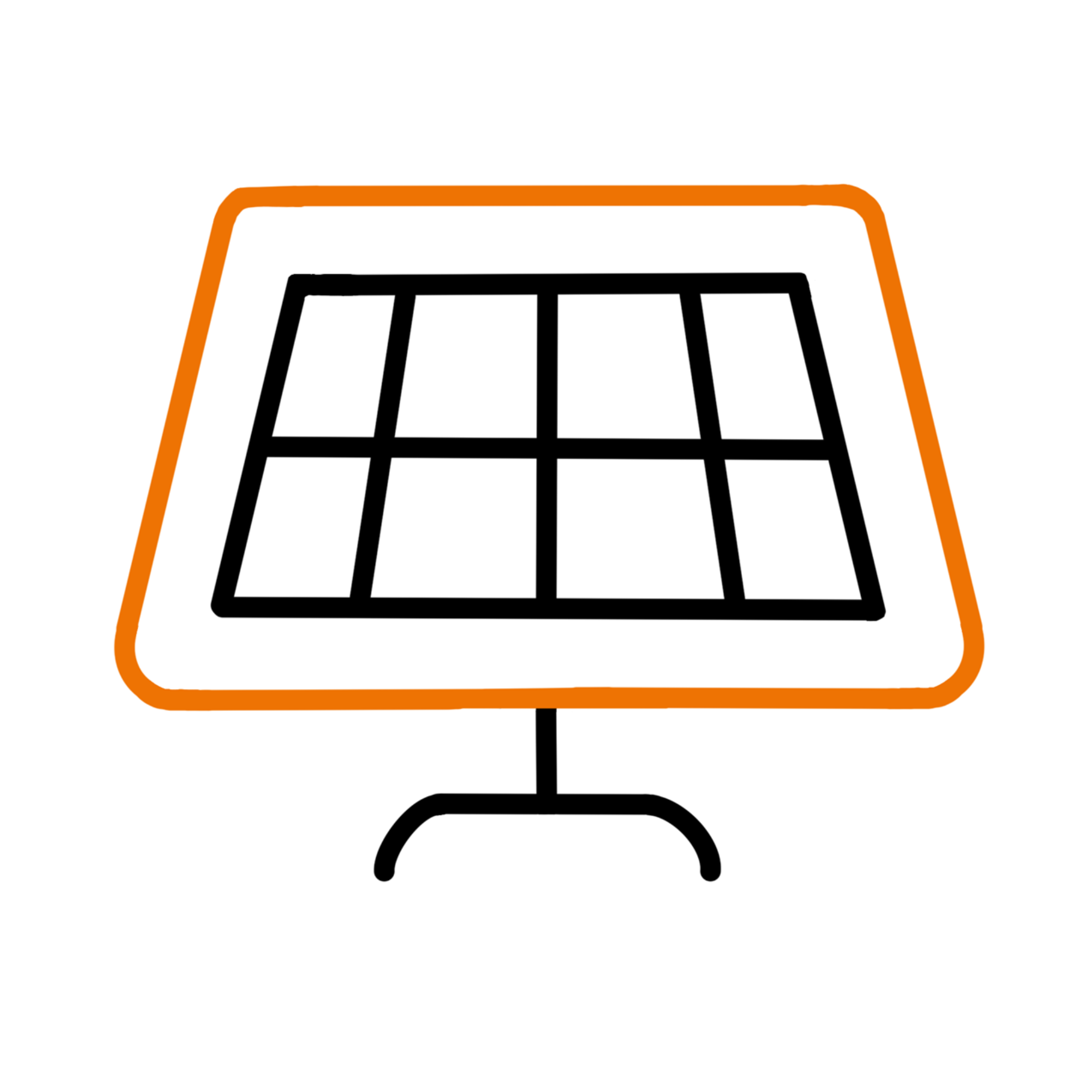 An illustration of a solar panel with an orange border 